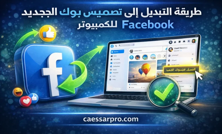 طريقة التبديل إلى تصميم فيس بوك الجديد للكمبيوتر