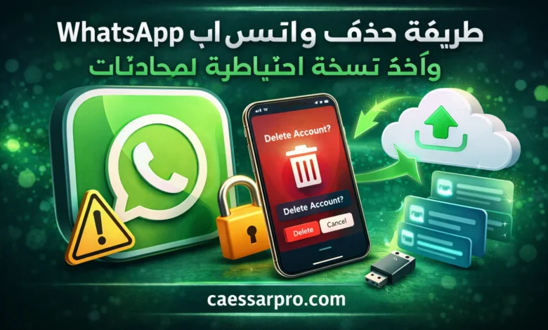 طريقة حذف حساب واتس اب مع أخذ نسخة احتياطية للمحادثات