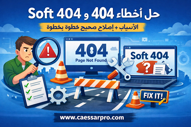 حل أخطاء 404 وSoft 404: الأسباب + إصلاح صحيح خطوة بخطوة